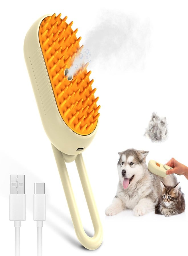 Ankilo Cat Hair Steam Brush for Shedding, Pet Hair Removal Comb with Water Tank, 3 In 1 Steam Cat Brush, USB Charging Port, with Removable Comb - Image 1