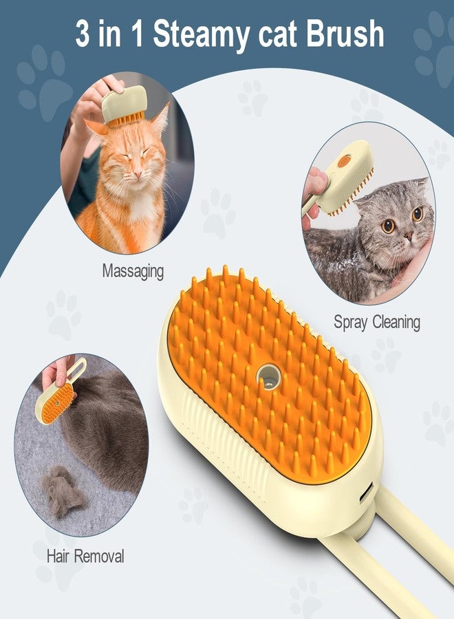Ankilo Cat Hair Steam Brush for Shedding, Pet Hair Removal Comb with Water Tank, 3 In 1 Steam Cat Brush, USB Charging Port, with Removable Comb - Image 2