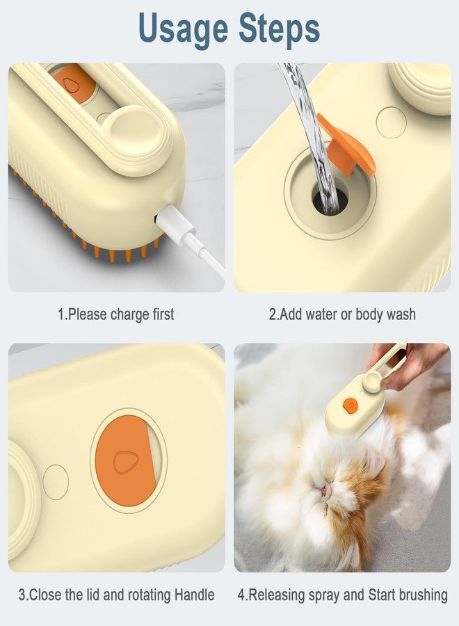 Ankilo Cat Hair Steam Brush for Shedding, Pet Hair Removal Comb with Water Tank, 3 In 1 Steam Cat Brush, USB Charging Port, with Removable Comb - Image 4