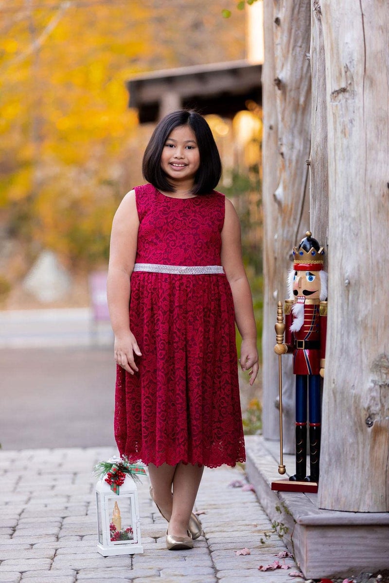 iGirlDress Big Girl Stretch Dress with Scallop Edges Husky Plus Size Flower Girl Dress Blush Pink Size 16 Husky - Image 5