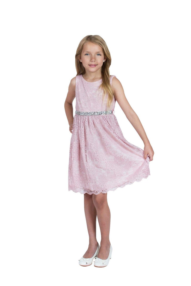 iGirlDress Big Girl Stretch Dress with Scallop Edges Husky Plus Size Flower Girl Dress Blush Pink Size 16 Husky - Image 4