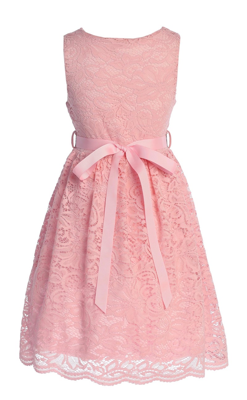 iGirlDress Big Girl Stretch Dress with Scallop Edges Husky Plus Size Flower Girl Dress Blush Pink Size 16 Husky - Image 3