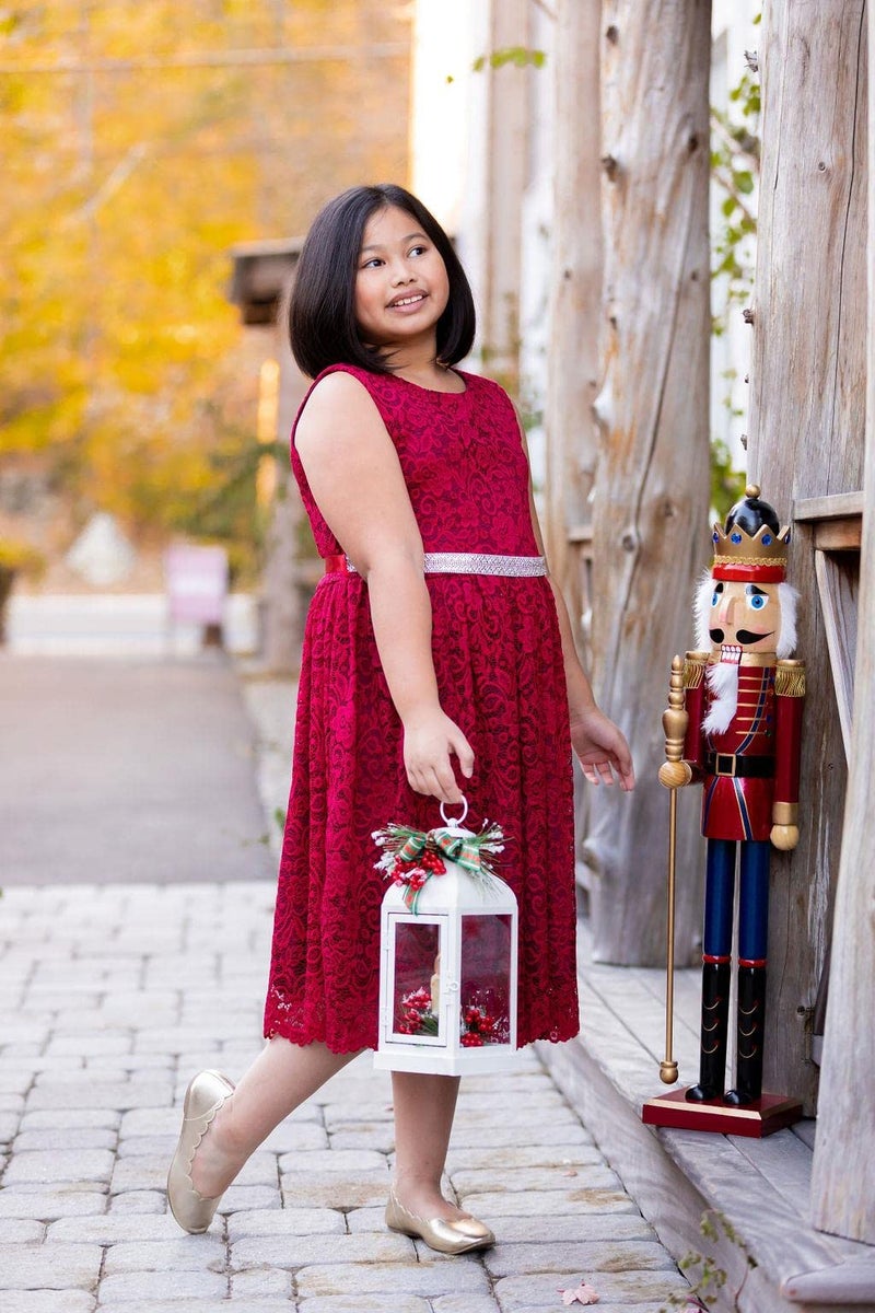 iGirlDress Big Girl Stretch Dress with Scallop Edges Husky Plus Size Flower Girl Dress Blush Pink Size 16 Husky - Image 2