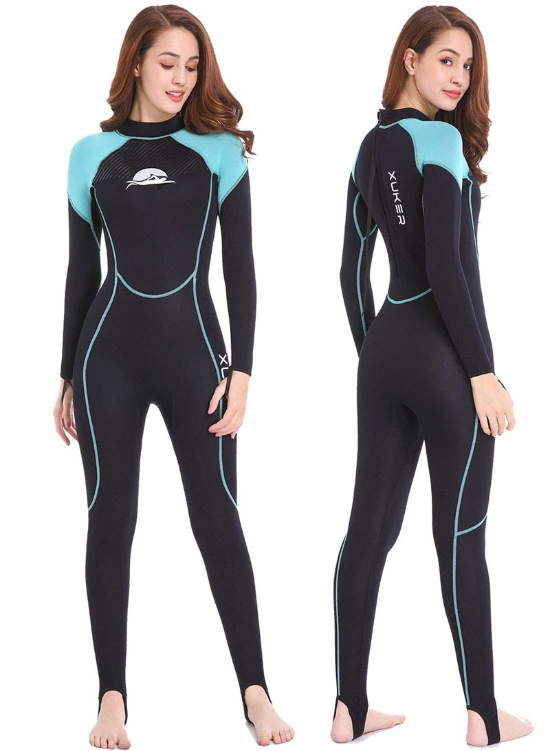 XUKER Wetsuit Women 2mm Neoprene Long Sleeve Full Body Back Zip Wet Suit in Cold Water for Diving Surfing Snorkeling Kayaking Swimming Scuba Water Sports
