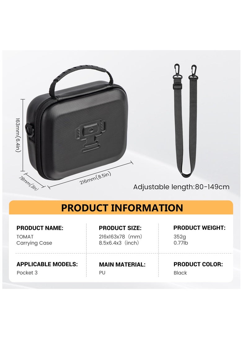 Carrying Case for DJI Osmo Pocket 3, Portable PU Storage Protective Bag for DJI Osmo Pocket 3 Creator Combo Accessories with shoulder straps【Case Only】 - Image 5