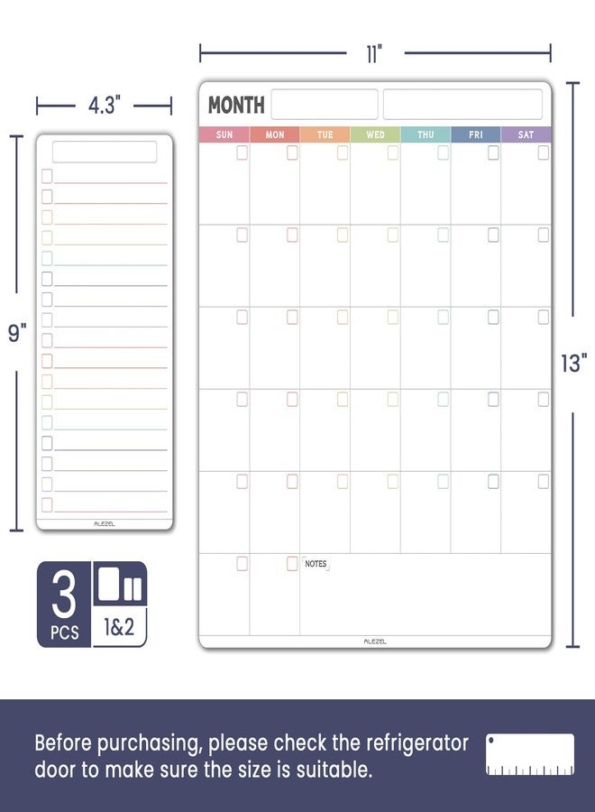ALEZEL Magnetic Dry Erase Refrigerator Calendar, Vertical Monthly Calendar Whiteboard for Fridge, Includes Fridge Calendar & 2 List White Boards, 4 Markers + Eraser - Image 3