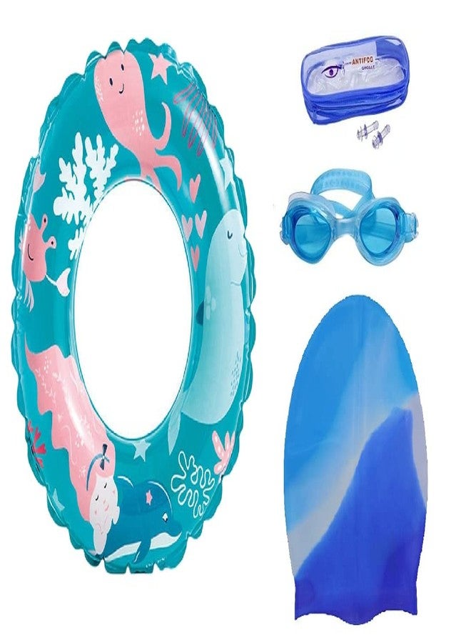 Morges Summer Special Combo for Kids Adults Swimming Pool Accessories Swimming Ring Tubes Swimming Goggles with Caps and Earplugs for Kids Girls Boys Women Men Children 20 Grams Pack of 1 (M4) - Image 1