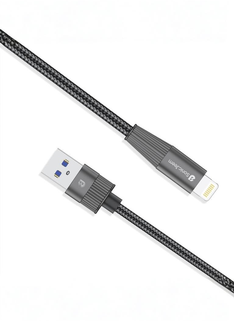 SONIC JEEM - (SONIC JEEM USB-LIGHTNING 3.0A charging cable with smart chip 1.20 meters long black designed for-IPHONE-IPAD-IPOD (SJ101A - Image 1