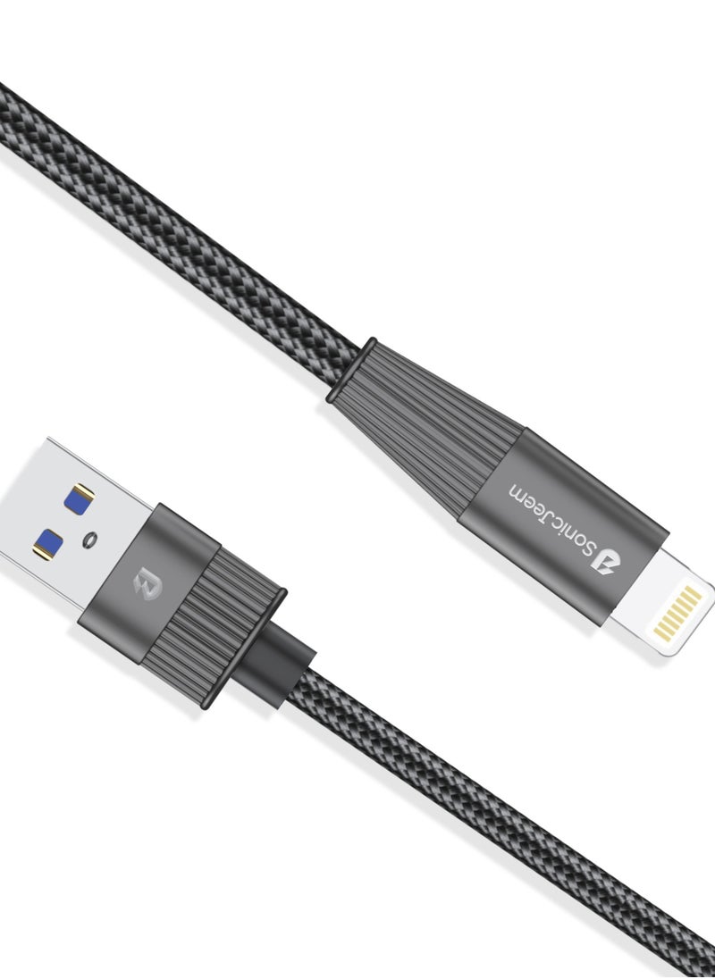 SONIC JEEM - (SONIC JEEM USB-LIGHTNING 3.0A charging cable with smart chip 1.20 meters long black designed for-IPHONE-IPAD-IPOD (SJ101A - Image 1