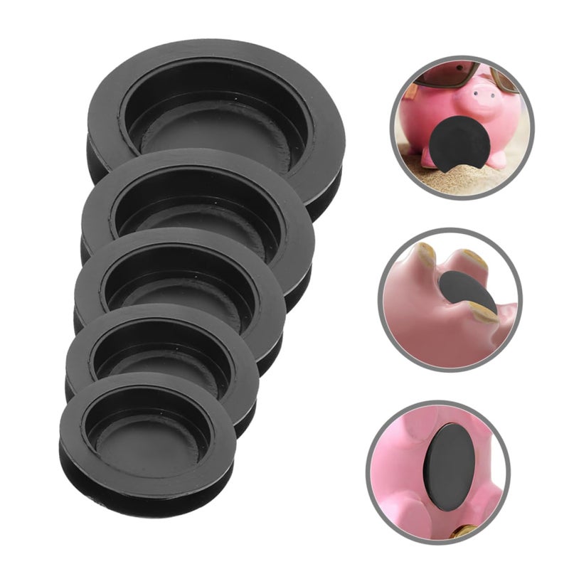 Black Rubber Piggy Bank Stoppers 40Pcs Round Bottom Plugs for Coin Storage Money Boxes Easy Install Clean Size 3 80X3 80X0 60CM - Image 5