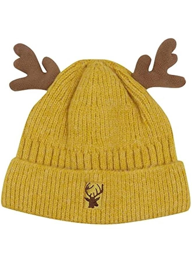 Cute Reindeer Moose Hat Winter Warm Knitted Beanie Cap  Antler Beanie Ski Skull Cap for Women Men - Image 2