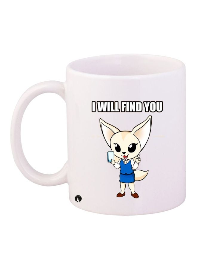 RYN I Will Find You Printed Coffee Mug White/Beige/Blue 11ounce