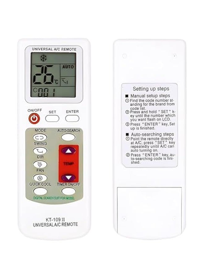 بيوينتي جهاز تحكم عن بعد عالمي لمكيف الهواء KT-109 II، سهل الإعداد، جهاز تحكم عن بعد لتكييف الهواء، لمكيف هواء، ابيض - Image 1