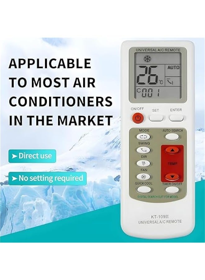 بيوينتي جهاز تحكم عن بعد عالمي لمكيف الهواء KT-109 II، سهل الإعداد، جهاز تحكم عن بعد لتكييف الهواء، لمكيف هواء، ابيض - Image 2