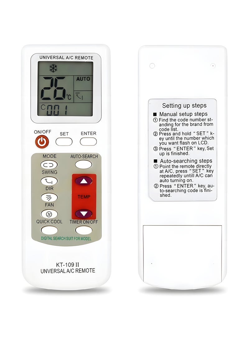 بيوينتي جهاز تحكم عن بعد عالمي لمكيف الهواء KT-109 II، سهل الإعداد، جهاز تحكم عن بعد لتكييف الهواء، لمكيف هواء، ابيض - Image 1