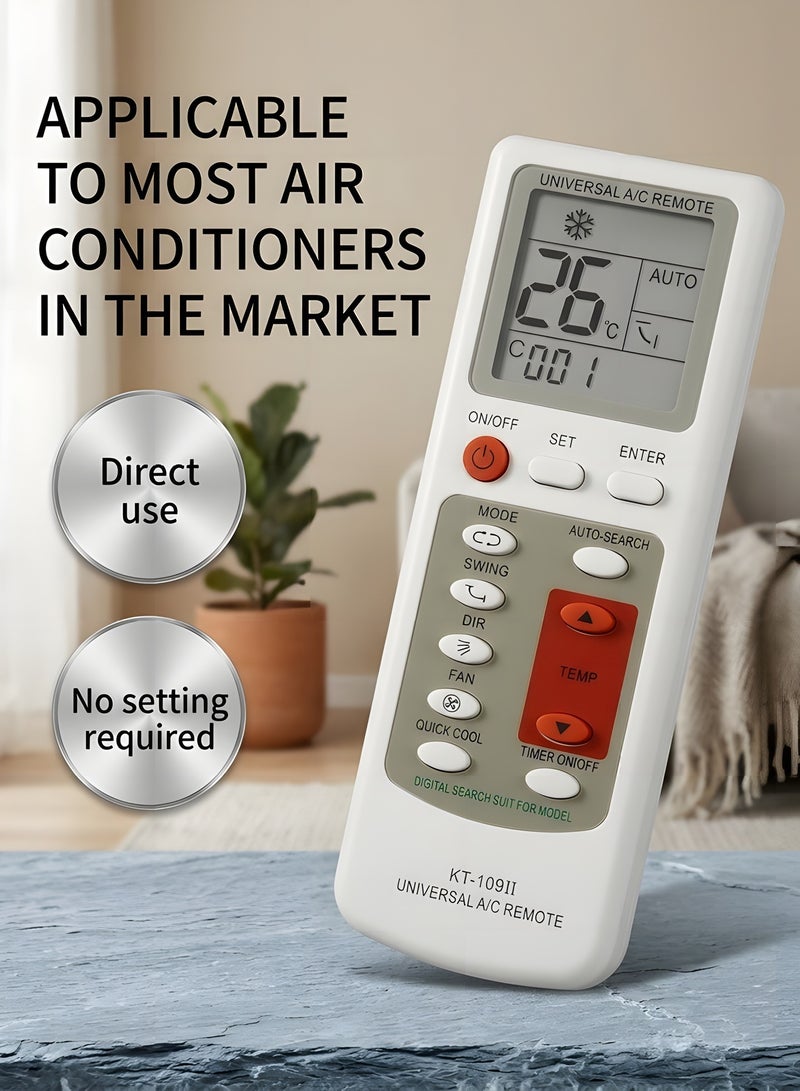 بيوينتي جهاز تحكم عن بعد عالمي لمكيف الهواء KT-109 II، سهل الإعداد، جهاز تحكم عن بعد لتكييف الهواء، لمكيف هواء، ابيض - Image 2
