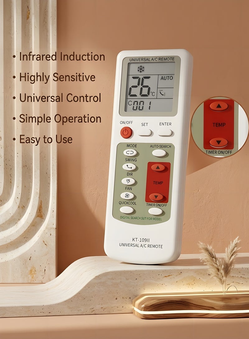 بيوينتي جهاز تحكم عن بعد عالمي لمكيف الهواء KT-109 II، سهل الإعداد، جهاز تحكم عن بعد لتكييف الهواء، لمكيف هواء، ابيض - Image 5