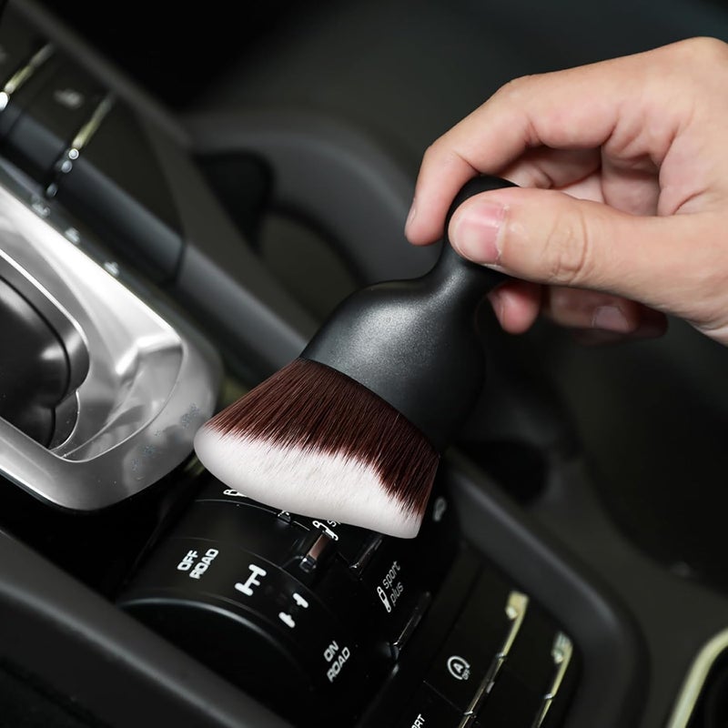 AOCISKA Car Interior Detailing Brush,Soft Bristle Cleaning Brush Car Detailing Brush Dusting Brush,Car Interior Cleaning Tool,Auto Detail Brush Car Dash Duster Brush (Brown&White), QXS002 - Image 3