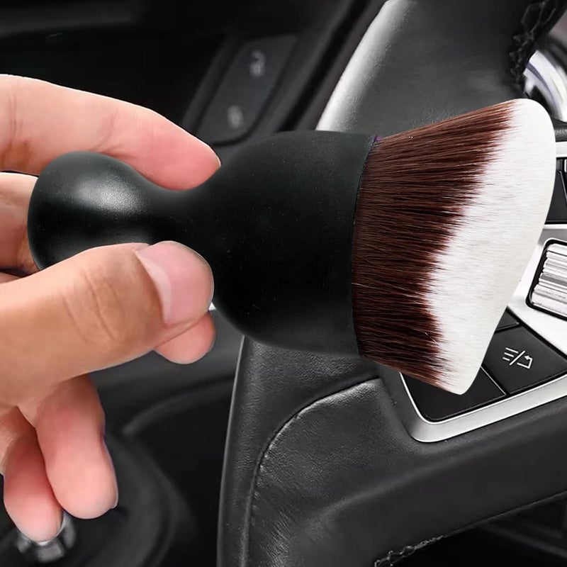 AOCISKA Car Interior Detailing Brush,Soft Bristle Cleaning Brush Car Detailing Brush Dusting Brush,Car Interior Cleaning Tool,Auto Detail Brush Car Dash Duster Brush (Brown&White), QXS002 - Image 4
