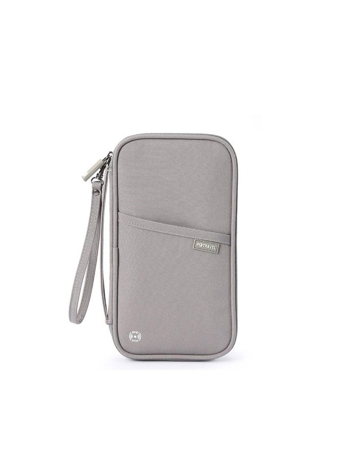 جيه زد اس محفظة جواز سفر JZS RFID، حامل جواز سفر عائلي مقاوم للماء ومنظم وثائق السفر للرجال والنساء، أساسيات السفر للطيران (رمادي) - Image 1