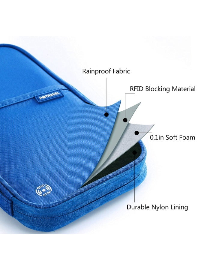 Travel Passport Wallet, Family Passport Holder Waterproof Travel Document Organizer for Men Women Travel Essentials for Flying(Blue) - Image 4
