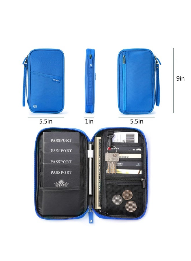 Travel Passport Wallet, Family Passport Holder Waterproof Travel Document Organizer for Men Women Travel Essentials for Flying(Blue) - Image 5
