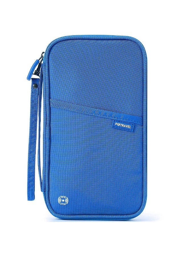 Travel Passport Wallet, Family Passport Holder Waterproof Travel Document Organizer for Men Women Travel Essentials for Flying(Blue) - Image 1