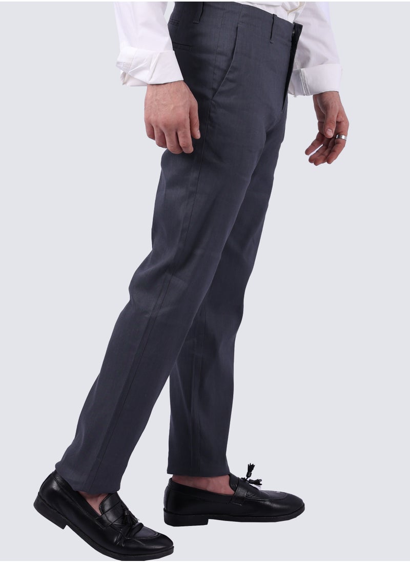 SELECTED - Men's Casual Stretch Flat Front Pant in Grey - Image 1