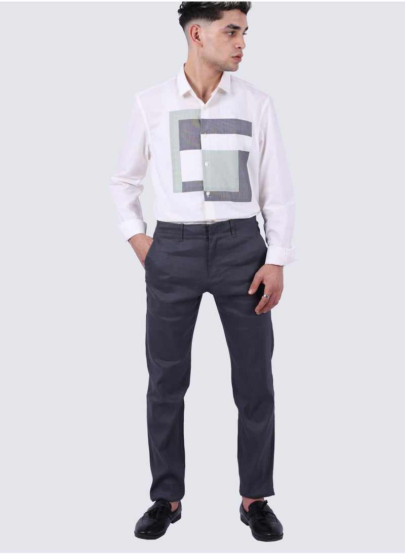 SELECTED - Men's Casual Stretch Flat Front Pant in Grey - Image 1