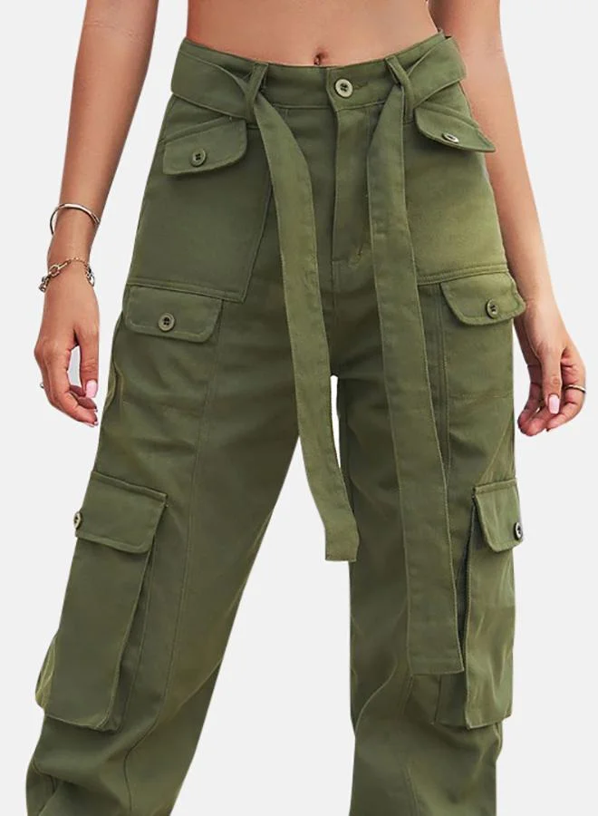 يونيكي Green Denim Cargo Pants