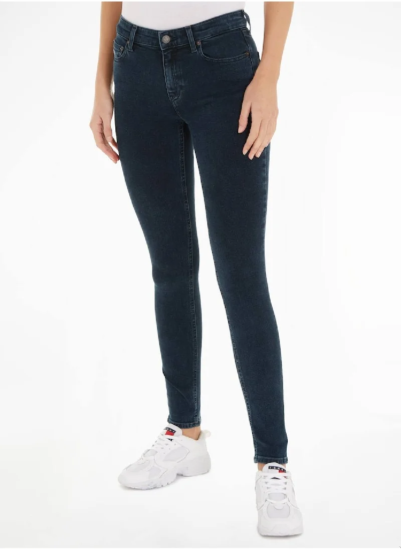 TOMMY JEANS Women's Nora Mid Rise Skinny Jeans, Navy