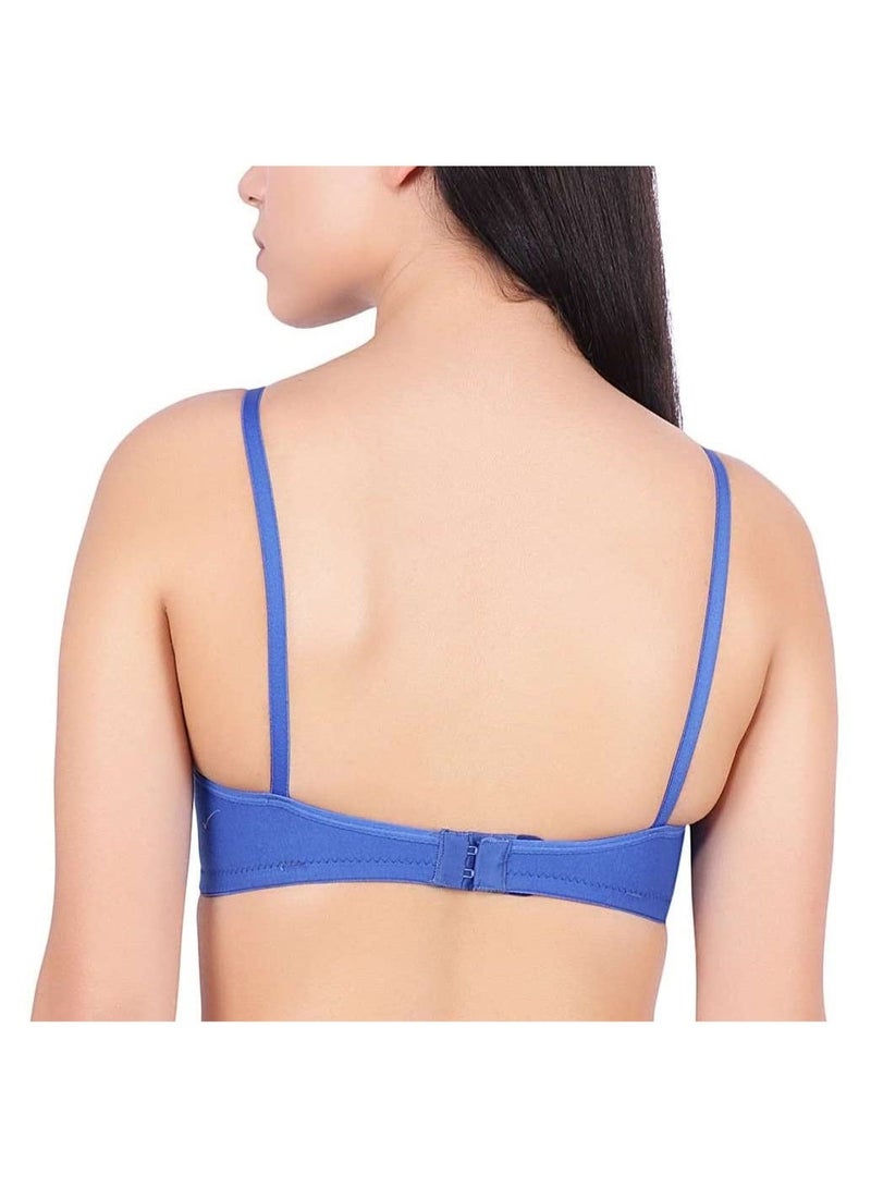 Love Bell Women's Everyday Bra - Non-Padded Soft Cup T-shirt Bra - Premium Cotton - Seamless, Moulded, 18 hour Tshirt Bra (B, Denim Blue, 34) - Image 4