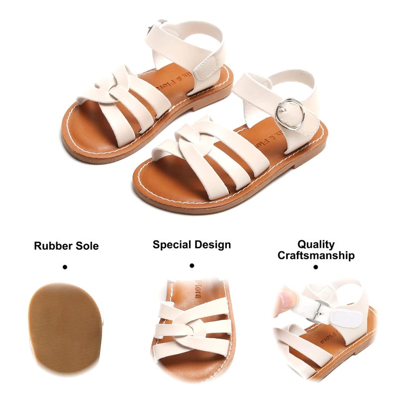 Felix & Flora Toddler Girl Beige Sandals Size 6 - Little Girl Easter Summer Dress Shoes Lightweight Open Toe Beach Holiday - Image 5
