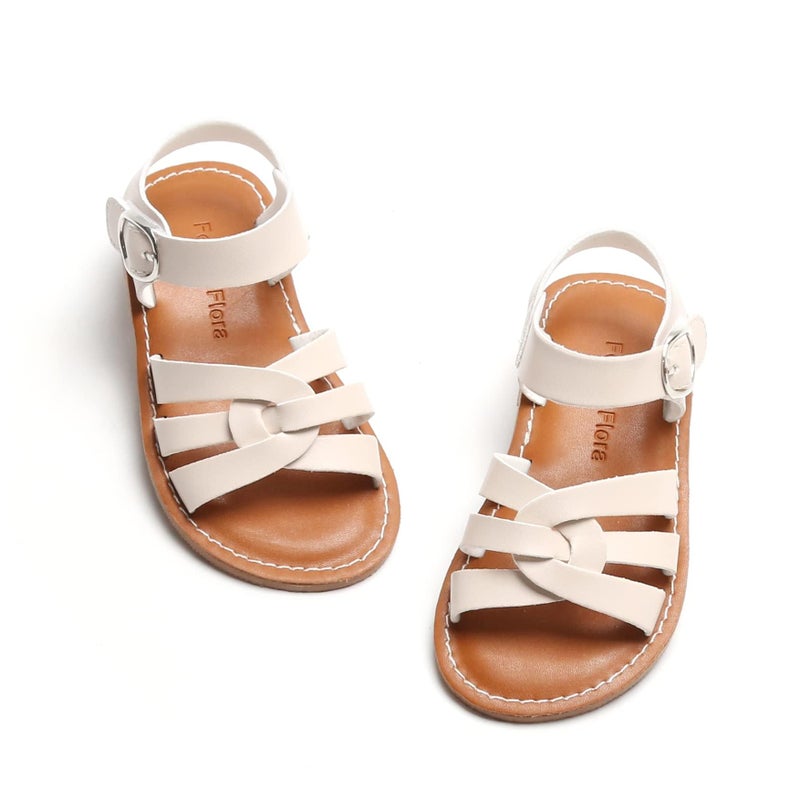 Felix & Flora Toddler Girl Beige Sandals Size 6 - Little Girl Easter Summer Dress Shoes Lightweight Open Toe Beach Holiday - Image 1