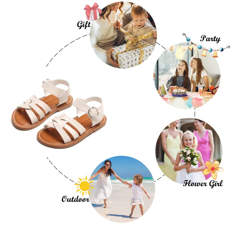 Felix & Flora Toddler Girl Beige Sandals Size 6 - Little Girl Easter Summer Dress Shoes Lightweight Open Toe Beach Holiday - Image 4