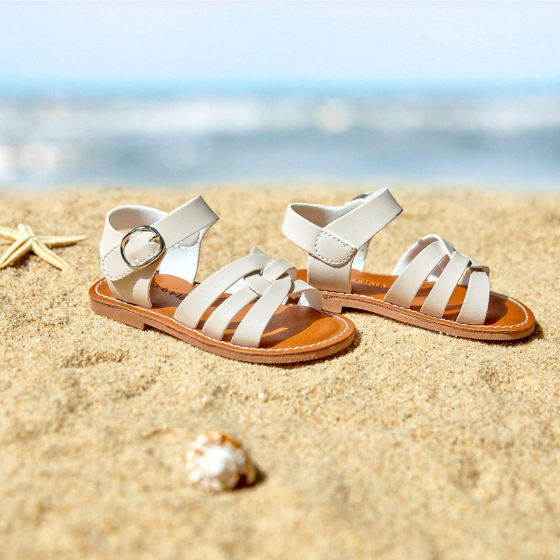 Felix & Flora Toddler Girl Beige Sandals Size 6 - Little Girl Easter Summer Dress Shoes Lightweight Open Toe Beach Holiday - Image 3