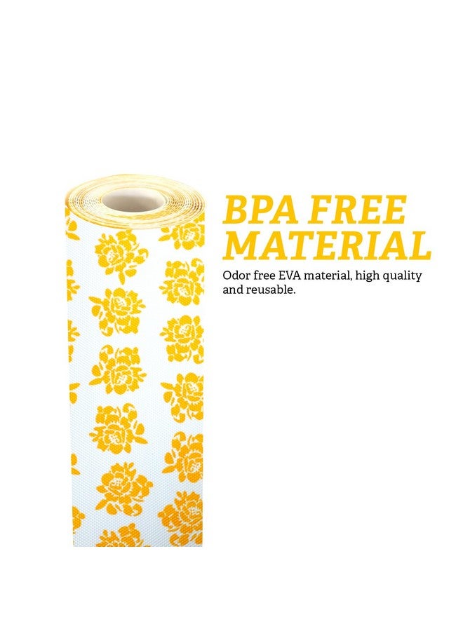 Bulfyss Designer Multipurpose Super Strong EVA Anti-Slip, Bathroom Kitchen Cabinet Drawer Shelf Mat Liner Sheet Rolls, Adjustable Size Mat, (45 cm Width * 500 cm Length), Yellow Floral - Image 3