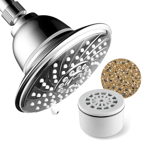 HOTEL SPA - Shower Head High Pressure with Shower Filter - 6 Inch Rain Shower Head - Enriched KDF, Showerhead Filter for Hard Water, 6-Setting, Ultra-Luxury, Showerspa (Chrome) - Image 1