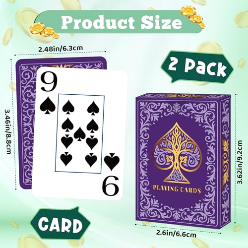 Wkchxd Playing Cards 2 Pack Deck of Cards Large Print Playing Cards Easy to Shuffle Premium Poker Cards for Card Games Family Game Night Table Magic Casino Theme Party Supplies Blue Purple - Image 5