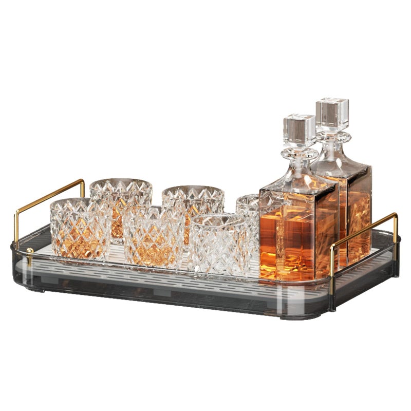 Seoneiro Whiskey Tray Glass Cup Rack Mug Holder Coffee Cup Organizer Bathroom Countertop with Drain Board Wine Glass Decorative Organizer Food Tray Kitchen Spice Rack - Image 2