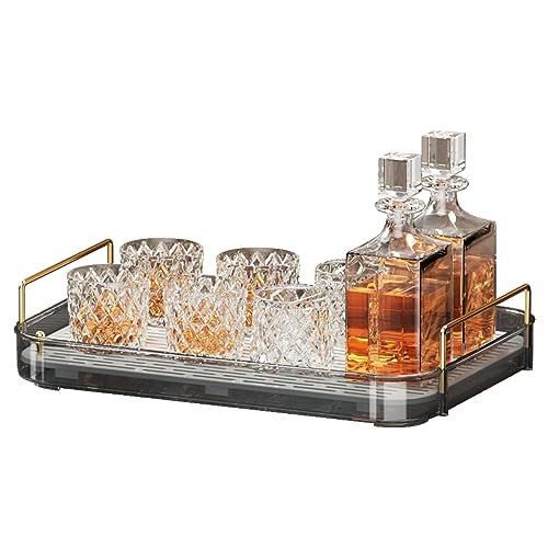 Seoneiro Whiskey Tray Glass Cup Rack Mug Holder Coffee Cup Organizer Bathroom Countertop with Drain Board Wine Glass Decorative Organizer Food Tray Kitchen Spice Rack - Image 1