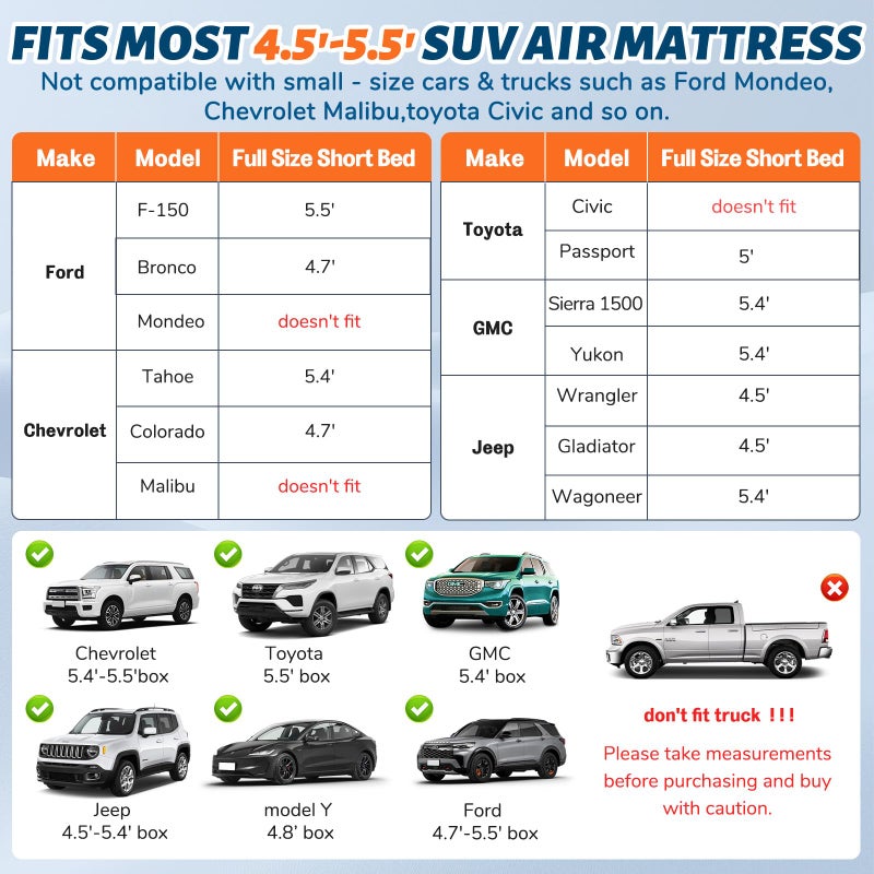 Deeteck Thickened Inflatable Car Mattress for Back Seat - SUV Air Mattress Bed for Camping & Road Trips, Portable Car Blow Up Mattress with Cup Holder, 2 Pillows & Carry Bag - Grey - Image 4