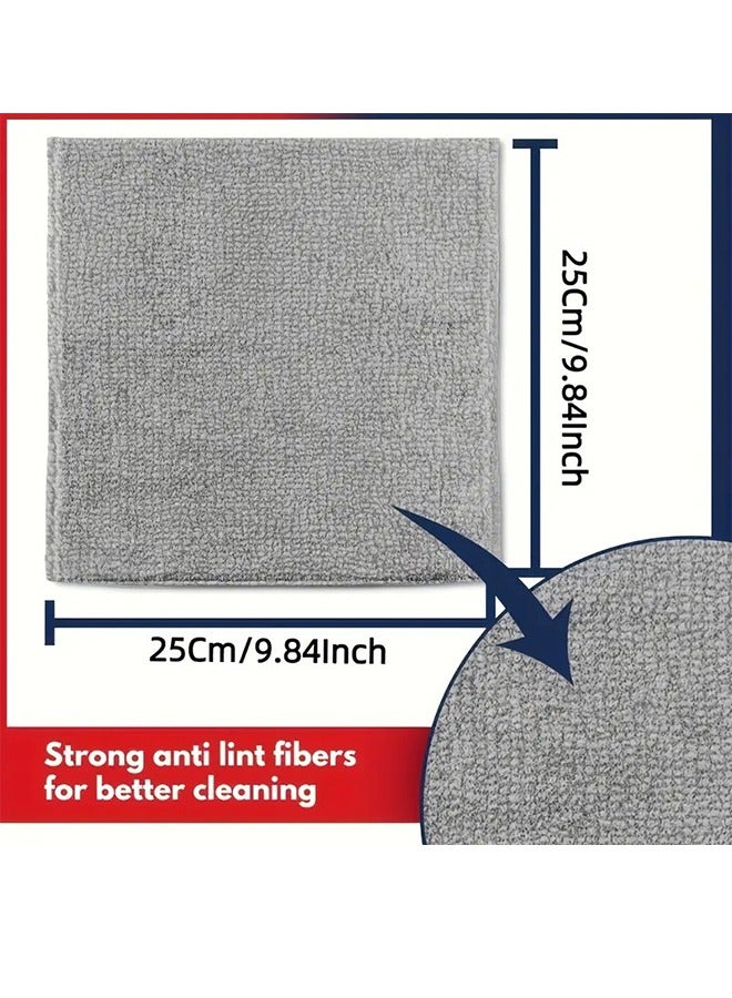 Grey Microfiber Cleaning Cloths 25cm x 25cm, Ultra Soft And Absorbent Microfiber Cleaning Cloths For Household Cleaning Supplies, Lint-Free Reusable Cleaning Cloths For Home Cleaning, 5 Pack - Image 4