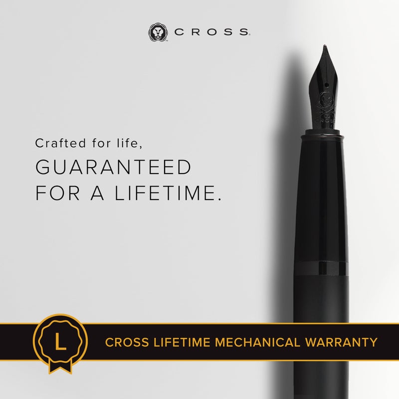 Cross Bailey Matte Black Lacquer Fountain Pen with polished black PVD appointments, Fine Nib - Image 3