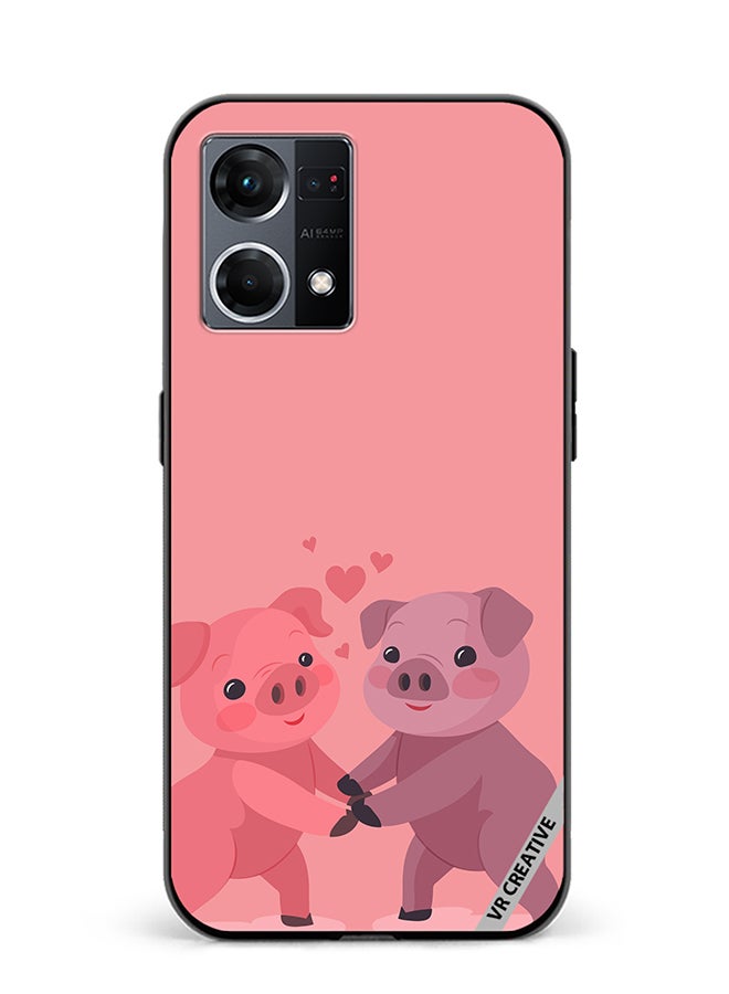 VR CREATIVE Protective Case Cover For Oppo Reno8 4G Love Pig Design Multicolour - Image 1