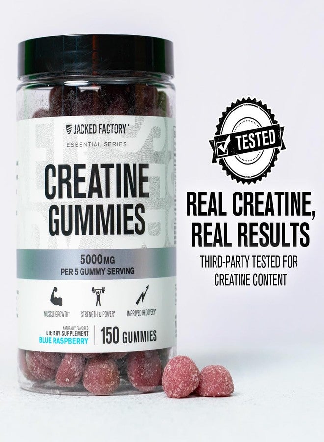 Jacked Factory Creatine Gummies 5g Daily Dose (1g per Gummy) - Creatine Gummy for Men and Women, Vegan-Friendly, Travel-Friendly, Third-Party Tested - 150 Gummies, Blue Raspberry - Image 4