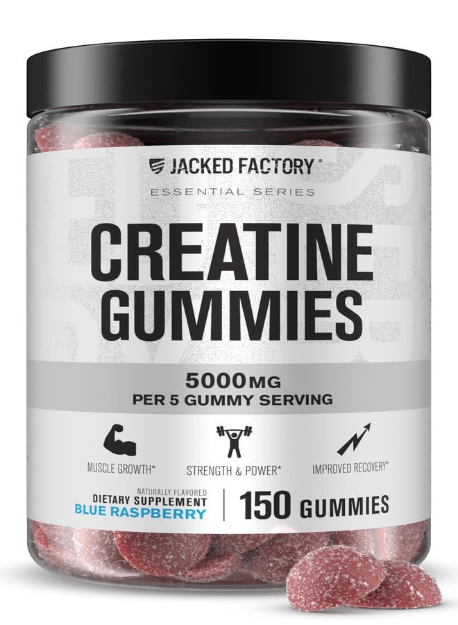 Jacked Factory Creatine Gummies 5g Daily Dose (1g per Gummy) - Creatine Gummy for Men and Women, Vegan-Friendly, Travel-Friendly, Third-Party Tested - 150 Gummies, Blue Raspberry - Image 1