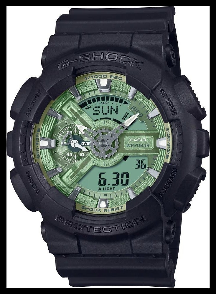 Casio G-Shock GA-110CD-1A3 Analog Digital Green Dial Black Band Men's Sport Watch