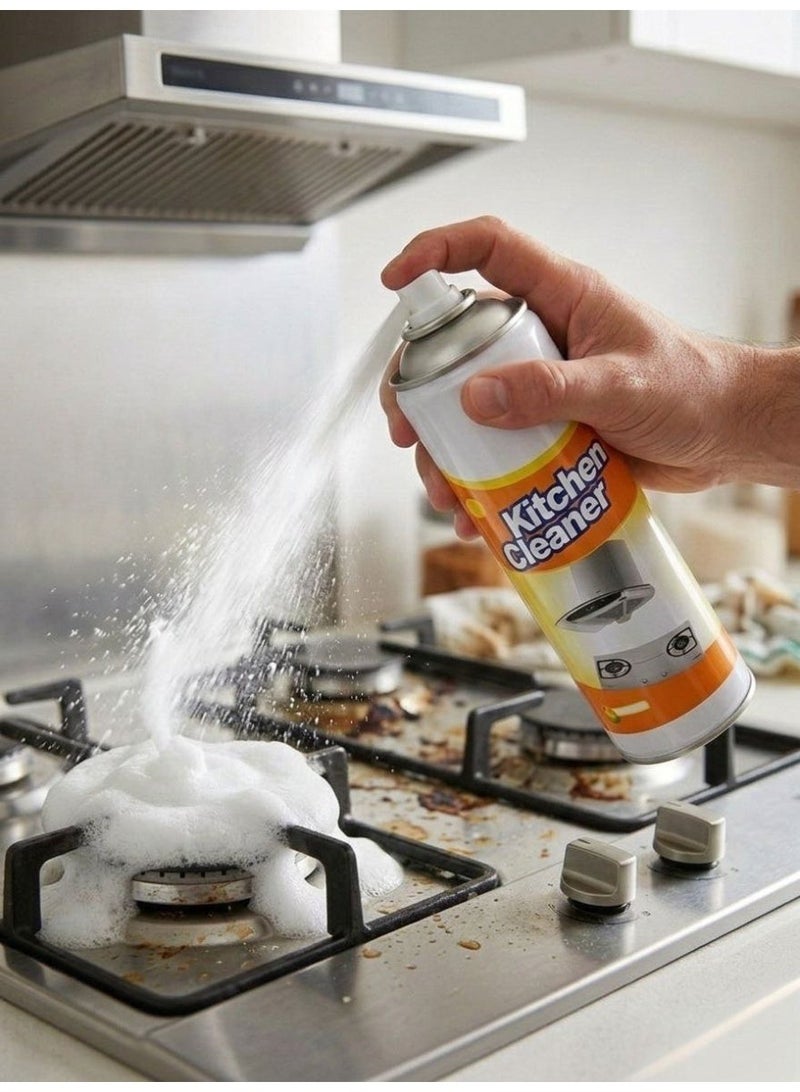 Spray Kitchen Cleaner  for Stove and Metal Kitchen Surface Cleaning - Foam spray for kitchen cleaning of stoves, chimneys, gas cooktops, and surfaces. Removes oil and grease stains. Non-toxic and non-flammable degreaser spray for cleaning kitchens, chimneys, ovens, grills, tiles, and sink surfaces. - Image 1
