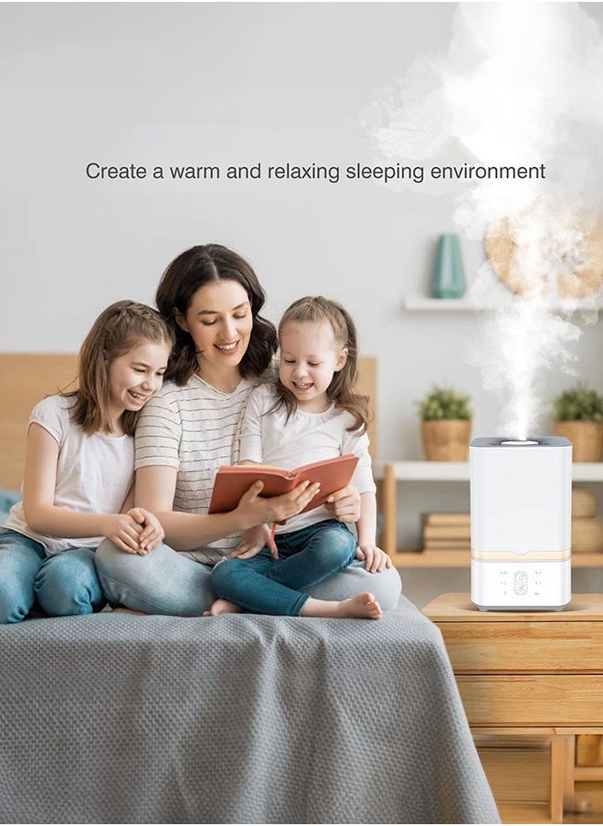 DUKASOU - 5L Humidifiers for Bedroom Large Room & Essential Oil Diffuser, Ultrasonic Top Fill Cool Mist Humidifiers for Baby, with Timer and Night Light, Smart Humidistat Control, Quiet, White - Image 1